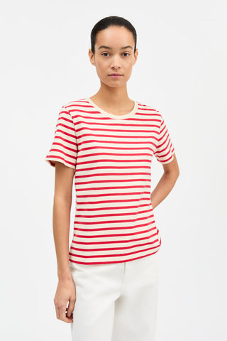 SKALL - Marron Regular Tee - Off White/Red Stripe