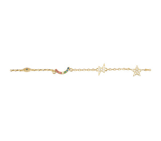 All The Luck in the World - Sunlight Goldplated Bracelet Moonstar Charms - Opal