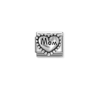 Nomination - Link OXIDIZED SYMBOLS 925 sterling silver HEART WITH DOTS MOM