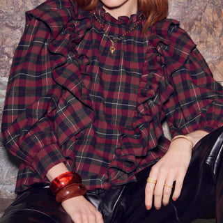 Feeka - Grace Blouse - Tartan Grenat