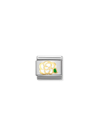 Nomination - Link 18k Gold & Enamel WHITE CAMELLIA