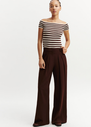 BOMPARD - Striped Top Knit - Cream/Cafe