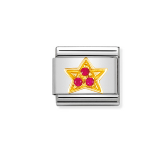 Nomination - Link Fun 18k gold and cubic zirconia RED STAR