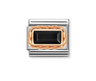 Nomination - Link CLASSIC BAGUETTE stone with rich setting and 9k rose gold BLACK AGATE