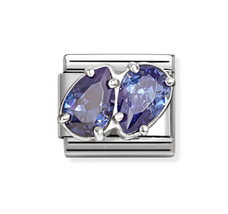 Nomination - Link SYMBOLS cz and 925 sterling silver BLUE DOUBLE DROPS