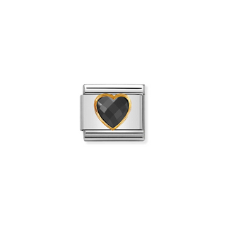 Nomination - Link HEART FACETED 18k gold BLACK HEART