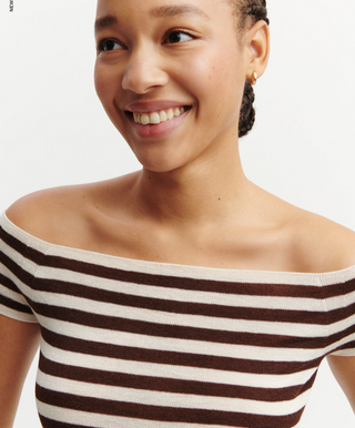 BOMPARD - Striped Top Knit - Cream/Cafe