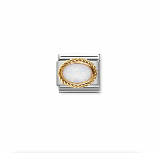 Nomination - Link Oval Stone Braided setting 18k Gold WHITE OPAL