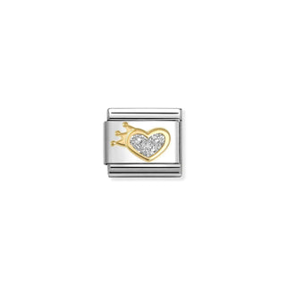 Nomination - Link GLITTER SYMBOLS 18k gold HEART WITH CROWN