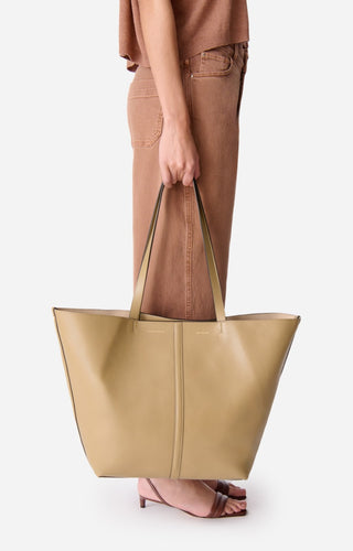 VANESSA BRUNO - Large Daily Leather Tote - Olive