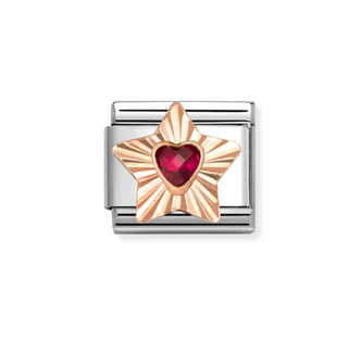 Nomination - Link DIAMOND STAR cz and 9k rose gold RED