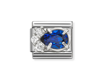 Nomination - Link CLASSIC cz and 925 sterling silver BLUE DROP