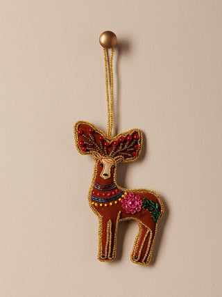 CHEHOMA - Hanging Embroidered Deer With Flowers