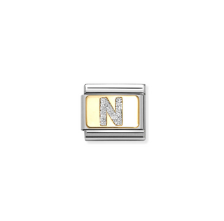 Nomination - Link GLITTER LETTER 18k gold N