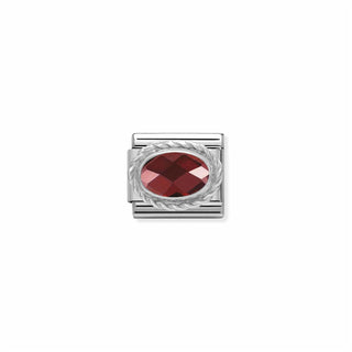 Nomination - Link FACETED  925 sterling silver setting detail RED