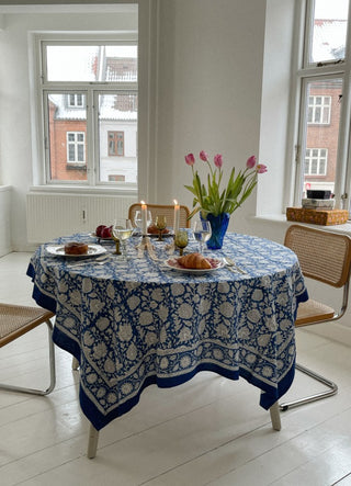 SISSEL EDELBO - Noor Block Print Tablecloth - Lapiz Lazuli