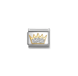 Nomination - Link GLITTER SYMBOLS 18k gold SILVER CROWN