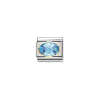 Nomination - Link FACETED CUBIC  18k gold LIGHT BLUE