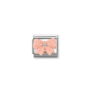 Nomination - Link STONE SYMBOLS 925 sterling silver PINK RESIN BOW