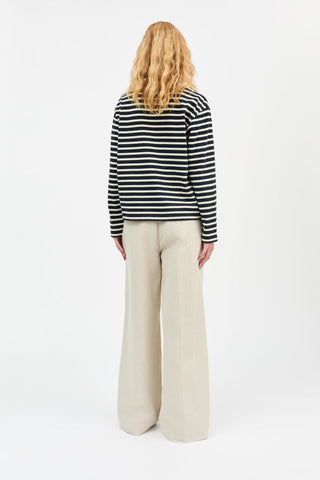 SKALL - Marron Oversized Blouse - Navy/Off White Stripe