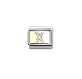 Nomination - Link GLITTER LETTER enamel 18k gold X
