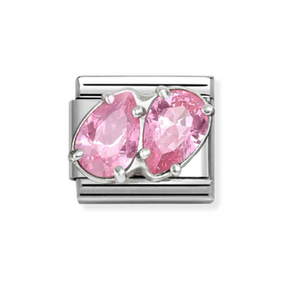 Nomination - Link CLASSIC cz and 925 sterling silver PINK DOUBLE DROPS