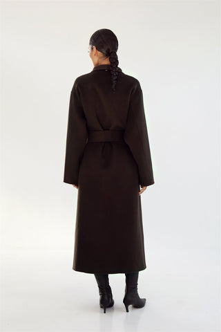 ALMADA LABEL - Mara Double-Faced Coat & Scarf - Chocolate