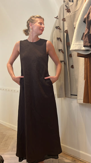 AF Agger - Linen Maxi Dress - Dark Brown