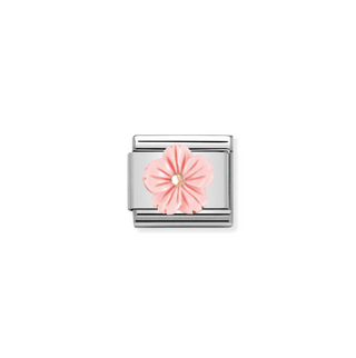 Nomination - Link STONE SYMBOLS  9k rose gold Flower in ROSE CORAL