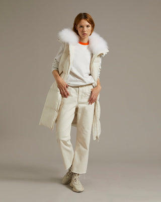 YVES SALOMON - Long Down Coat Lambswool - Limestone