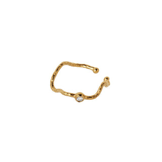 STINE A - Big Wavy Ear Cuff With Stone - Gold