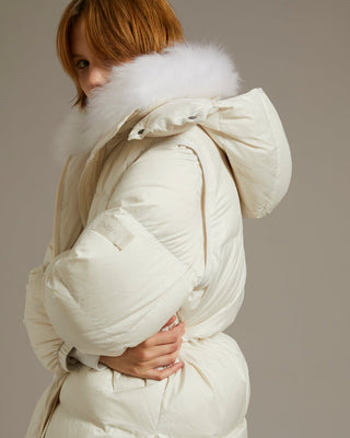 YVES SALOMON - Long Down Coat Lambswool - Limestone