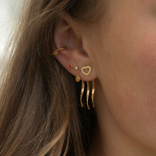 STINE A - Big Dot W/Sparkling Teardrop Earring - Gold