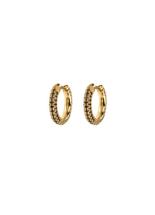 Emilia by Bon Dep - Small Stone Covered Hoops - Black