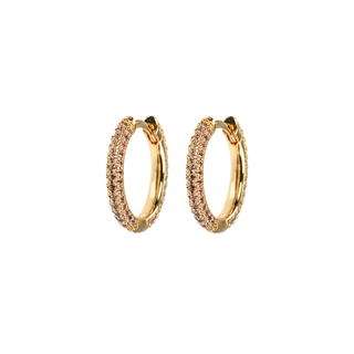 Emilia by Bon Dep - Medium Stone Covered Hoops - Brown