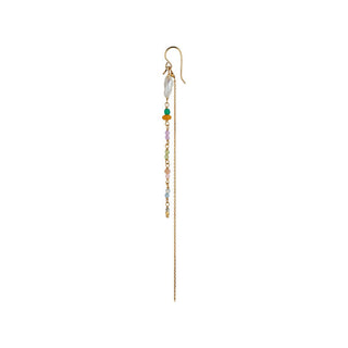 STINE A - Petit Gemstones & Baroque Pearl Earring W/Long Chain - Sorbet Mix