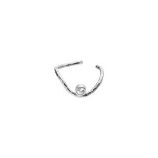 STINE A - Wavy Ear Cuff Silver W/Stone