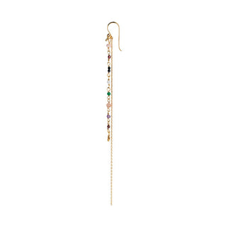 STINE A - Petit Gemstones W/Long Chain Earring - Forrest Mix