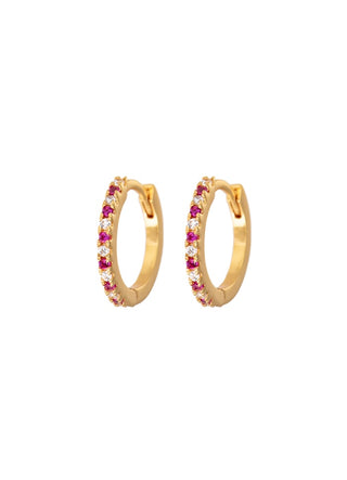 Emilia by Bon Dep - Medium Hoops - Cerise & White