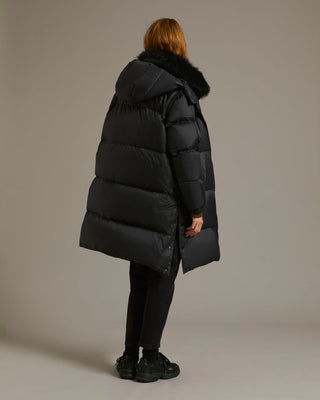 YVES SALOMON - Long Down Coat Lambswool - Noir