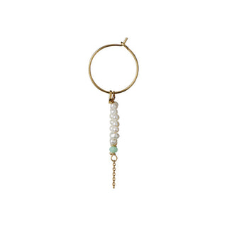 STINE A - Heavenly Pearl Dream Hoop Gold - Green Stone & Chain