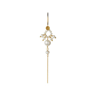 STINE A - Heavenly Pearl Dream Hoop Gold - White Pearls & Chain