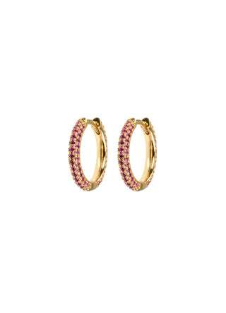 Emilia by Bon Dep - Medium Stone Covered Hoops - Cerise