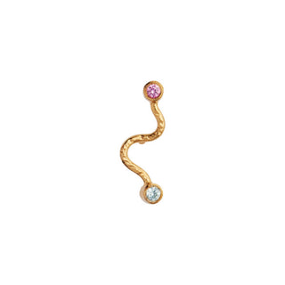 STINE A - Big Wave Earring W/Pastel Pink & Blue Stone