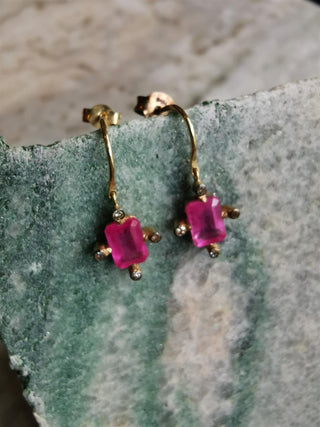 5 OCTOBRE - BOUCLE D'OREILLE PINKIE EARRINGS - PINK SAPPHIRE