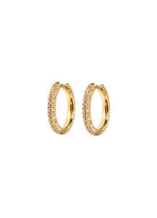 Emilia by Bon Dep - Medium Stone Covered Hoops - White