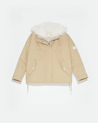 YVES SALOMON - Reversible Parka Lambswool - Sable