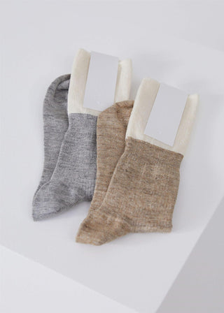 AIAYU - Linen Rib Socks - Mix Grey Melang