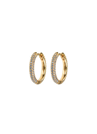 Emilia by Bon Dep - Medium Stone Covered Hoops - Blue