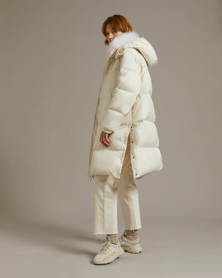 YVES SALOMON - Long Down Coat Lambswool - Limestone